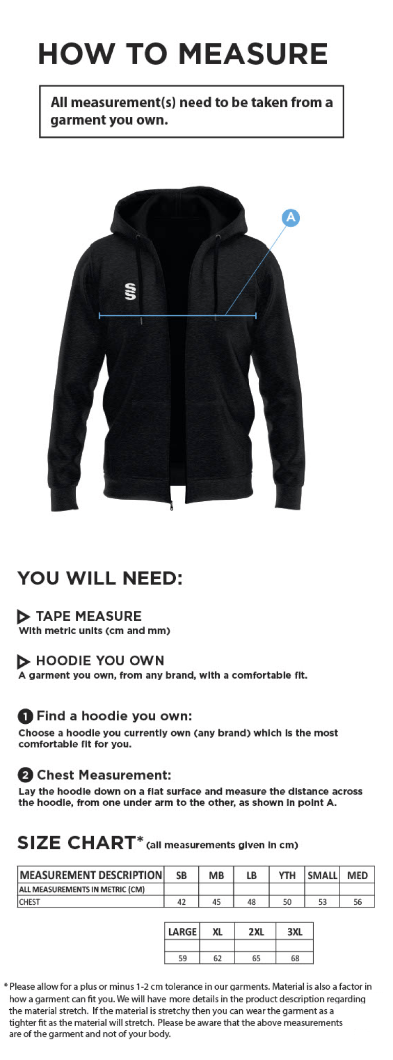 WICKFORD CC Dual Full Zip Hoody : Black - Size Guide