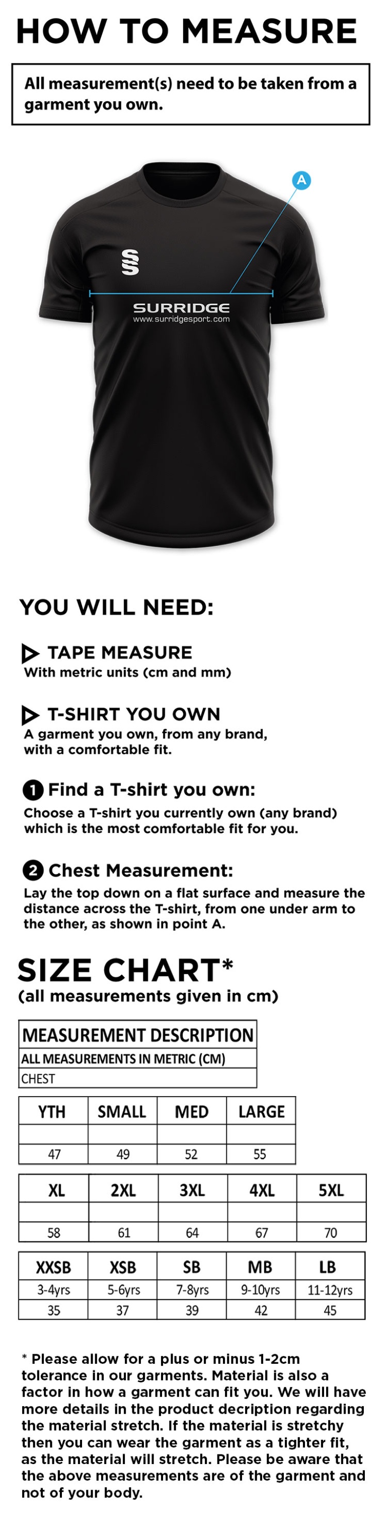WICKFORD CC Dual Games Shirt : Red - Size Guide