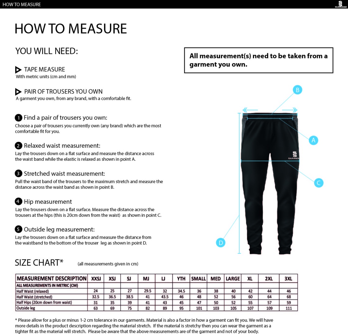 Wickford CC - Dual Skinny Pant - Black - Size Guide